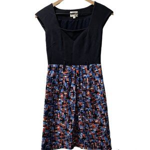 Milly Navy Geometric Print Sleeveless Mini Dress Modern Chic Classic